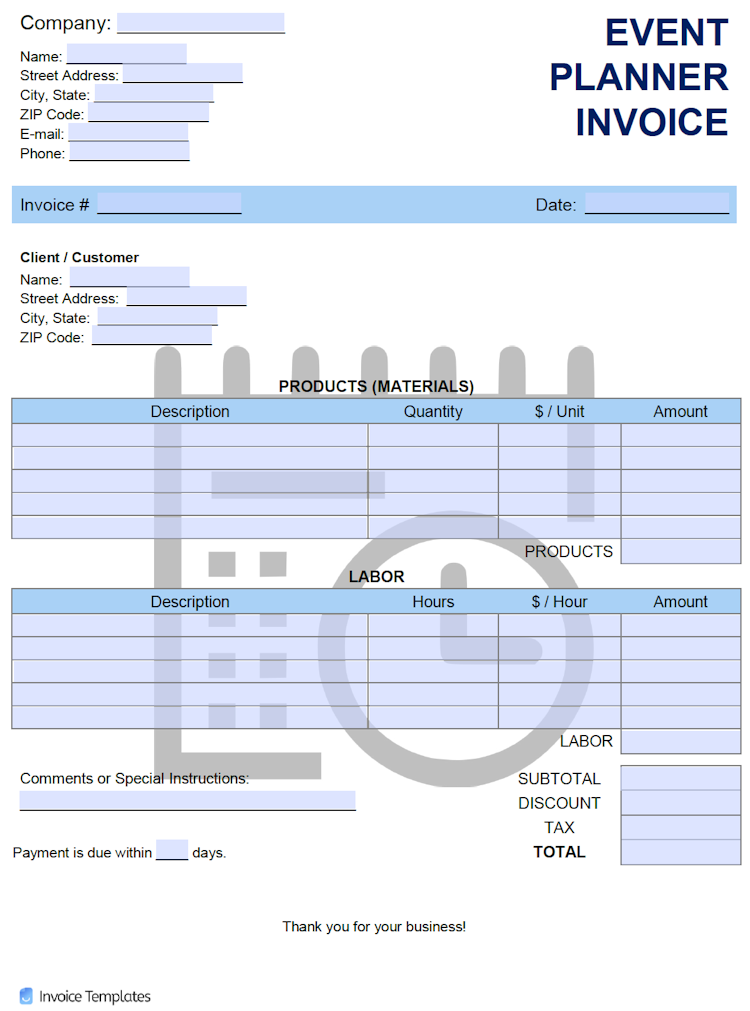 Event Planner Invoice Template Invoice Generator