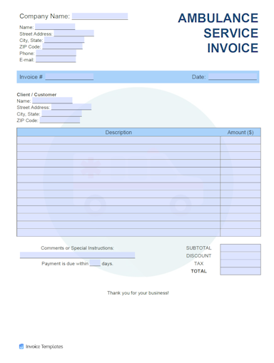 Ambulance Service Invoice Template | Invoice Generator