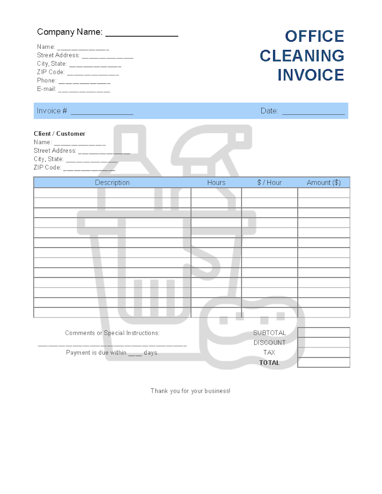 Office Cleaning Invoice Template Invoice Generator