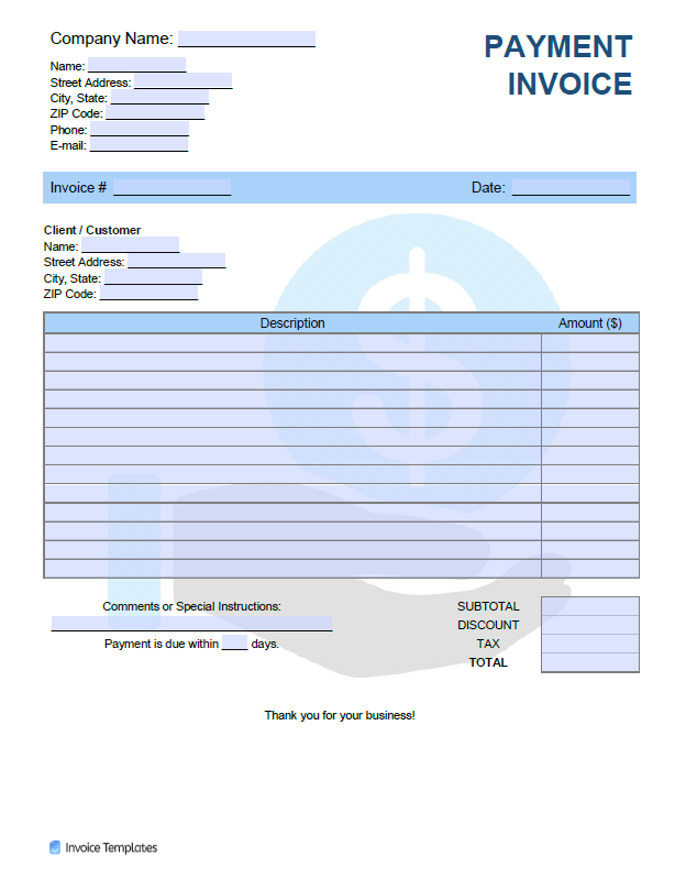 Payment Invoice Templates file