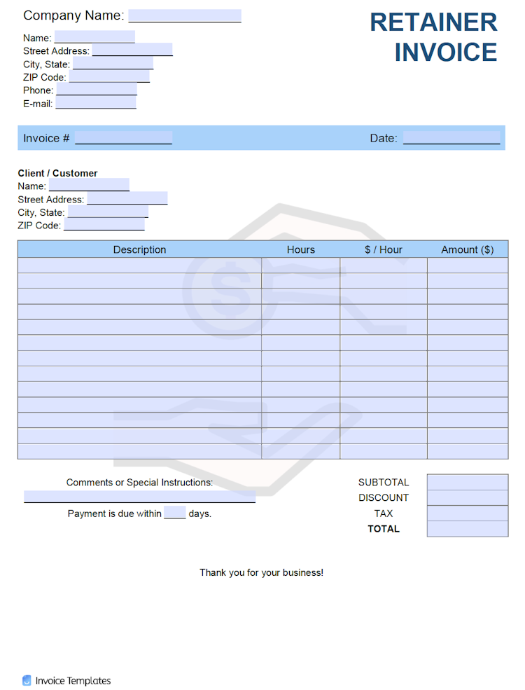 Retainer Invoice Template file