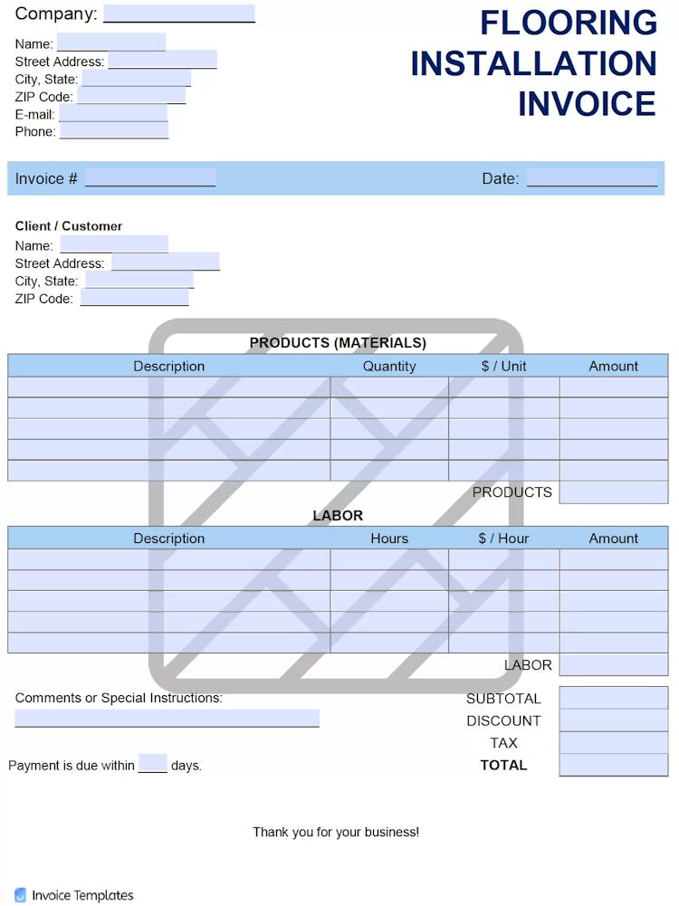 Flooring Installation Invoice Template file