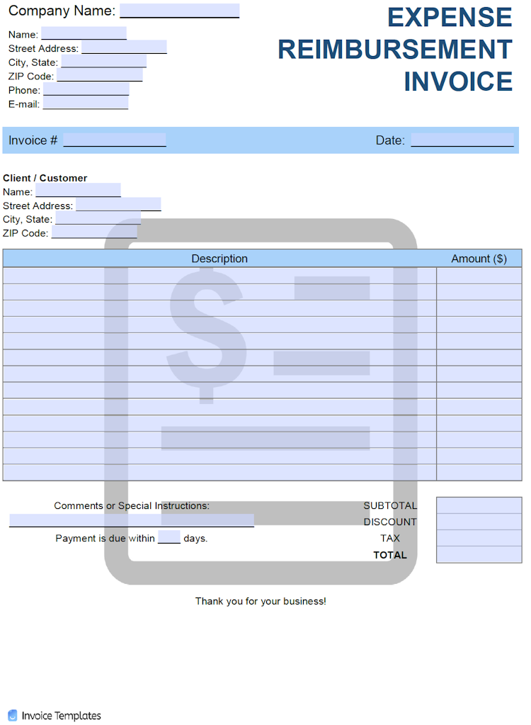 Expense Reimbursement Invoice Template file