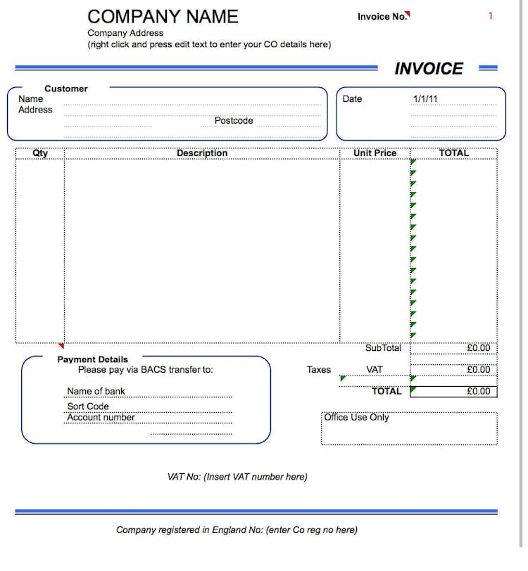 Value Added Tax (VAT) Invoice Template file