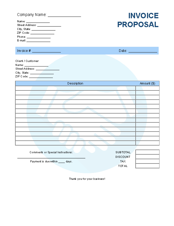 Invoice Proposal Template file
