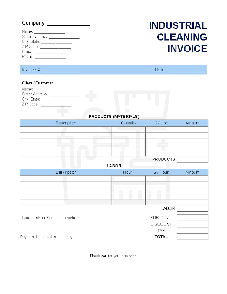Industrial Cleaning Invoice Template file