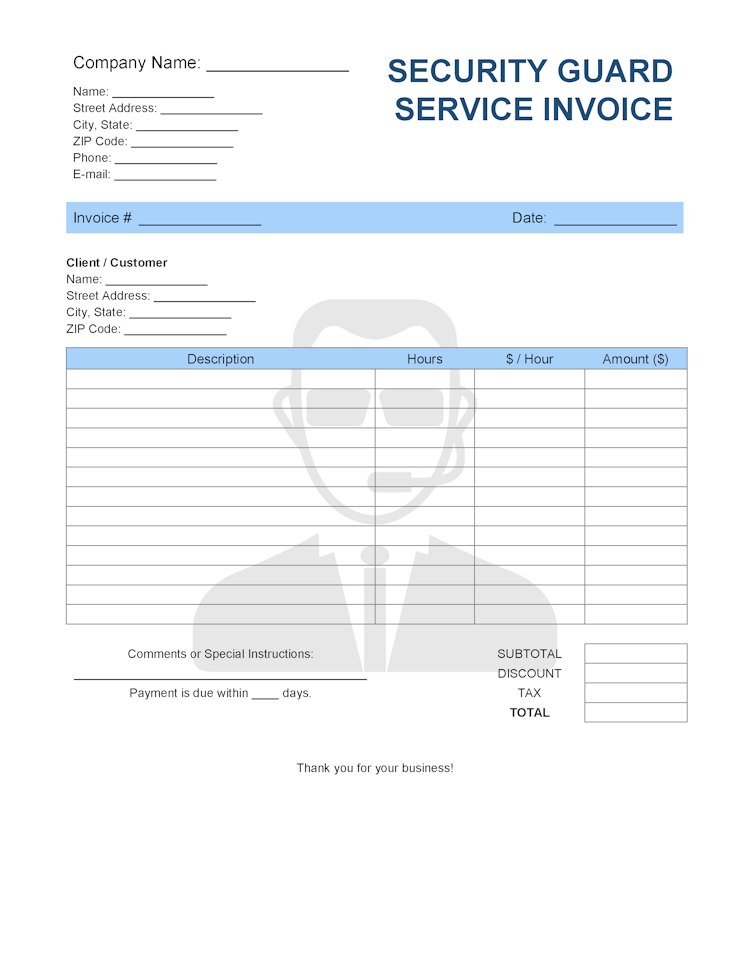 Security Guard Service Invoice Template file