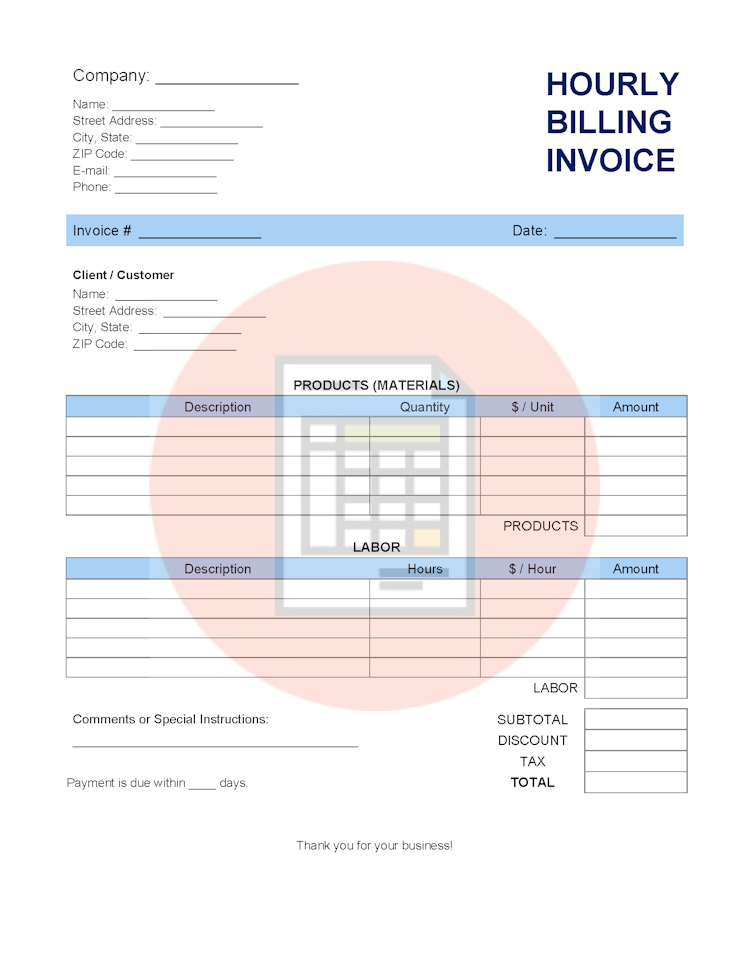 Hourly Billing Invoice Template file
