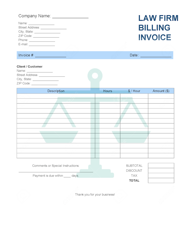 Law Firm Billing Invoice file