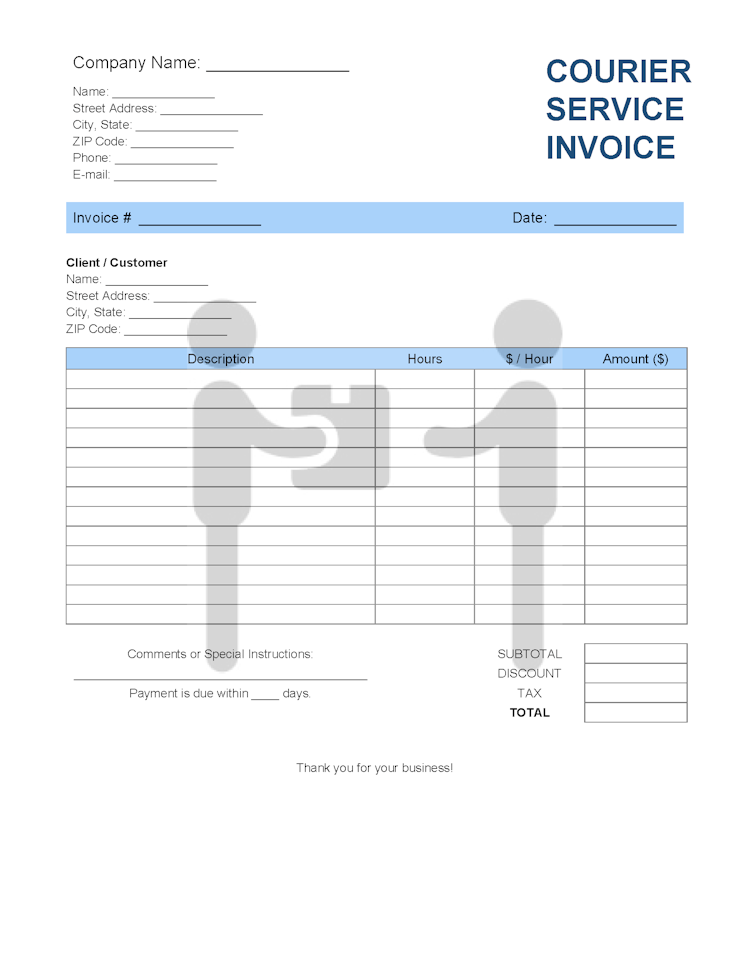 Courier Service Invoice Template file