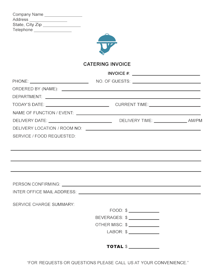Catering Service Invoice Template file
