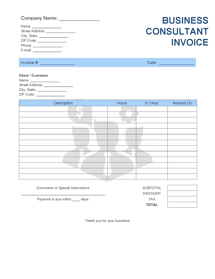 Business Consultant Invoice Template file