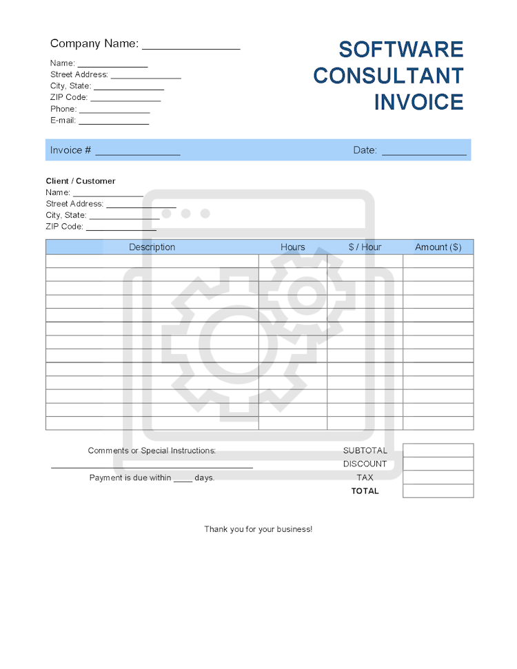 Software Consultant Invoice Template file