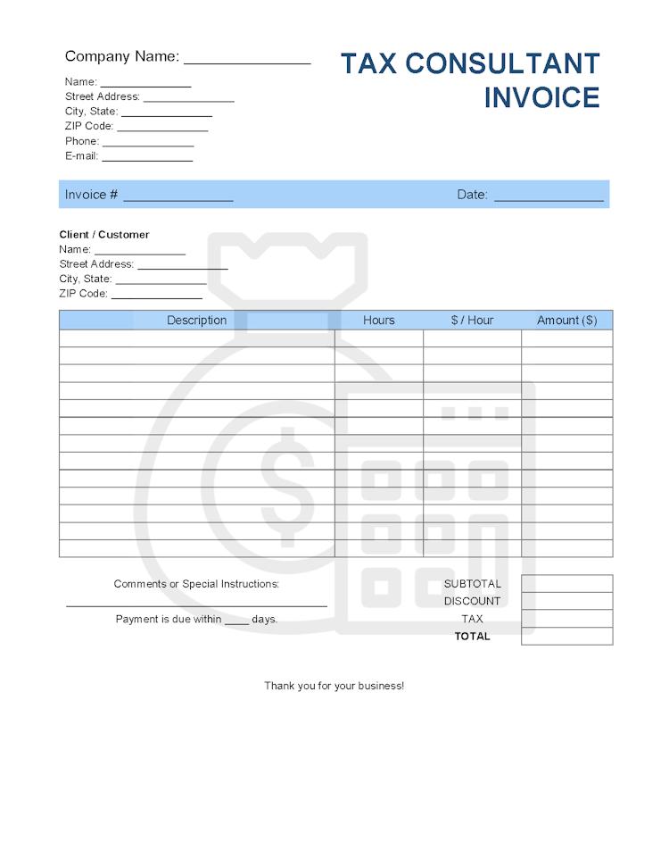 Tax Consultant Invoice Template file