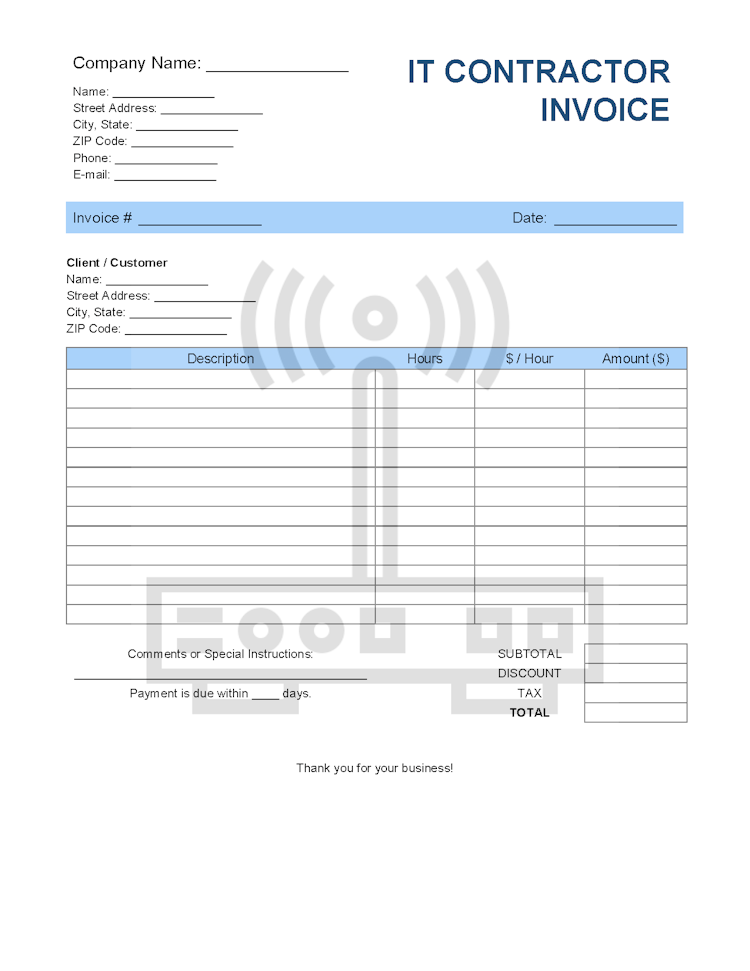 IT Contractor Invoice Template file