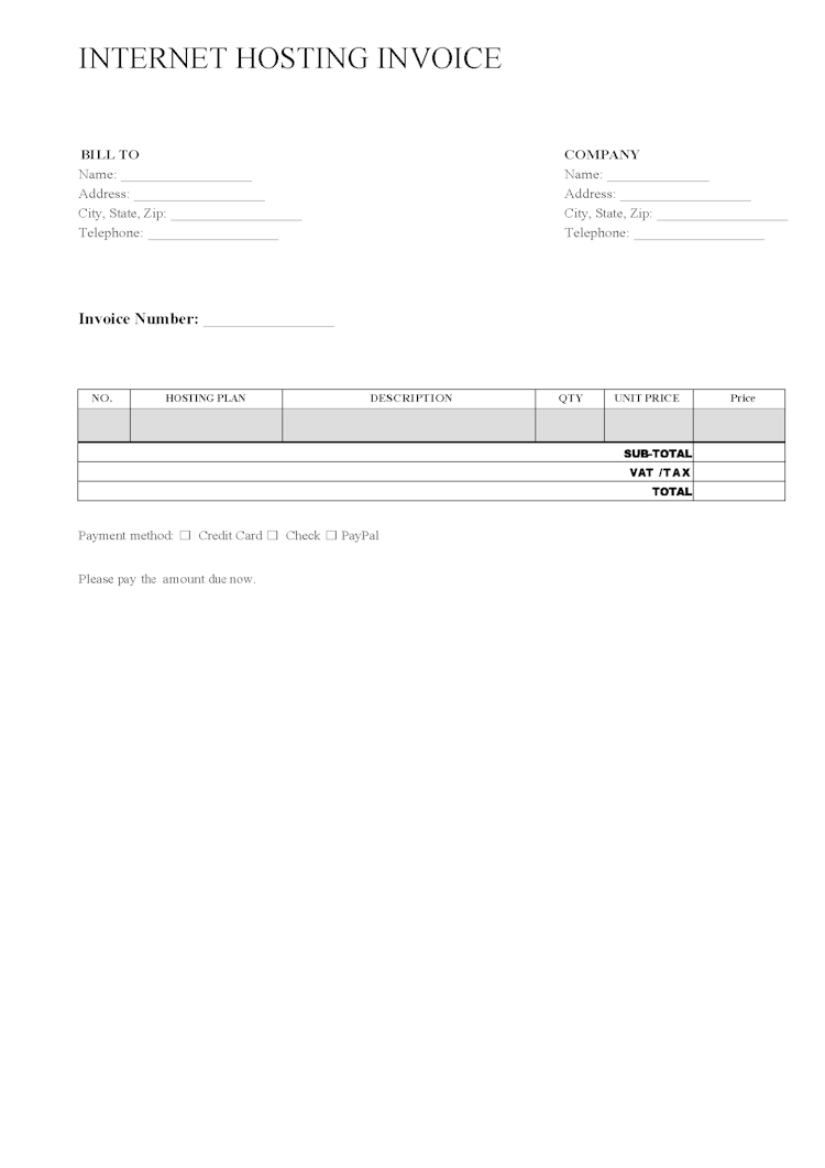 (Web) Hosting Invoice Template Invoice Generator
